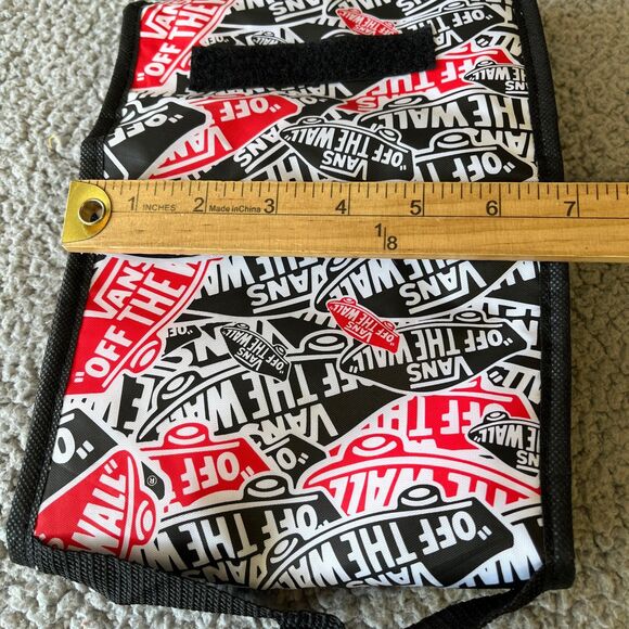 Vans Off The Wall  Lunch Sack Bag Foldable Insulated Cooler Black Red Skate - Picture 7 of 7